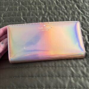 Kate Spade Rose Gold Patent Holographic Bi-Fold Wallet
